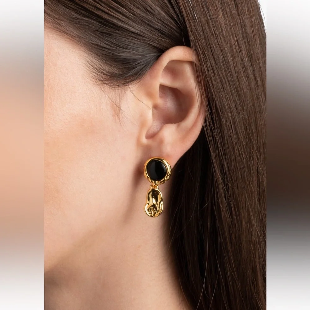 ALEXIS BITTAR • Brut Black Coin Drop Earrings